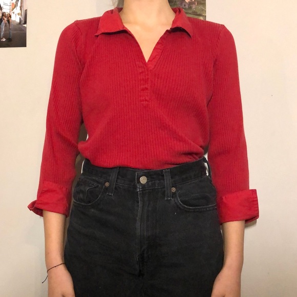 Red Long Sleeve Blouse - Picture 1 of 6